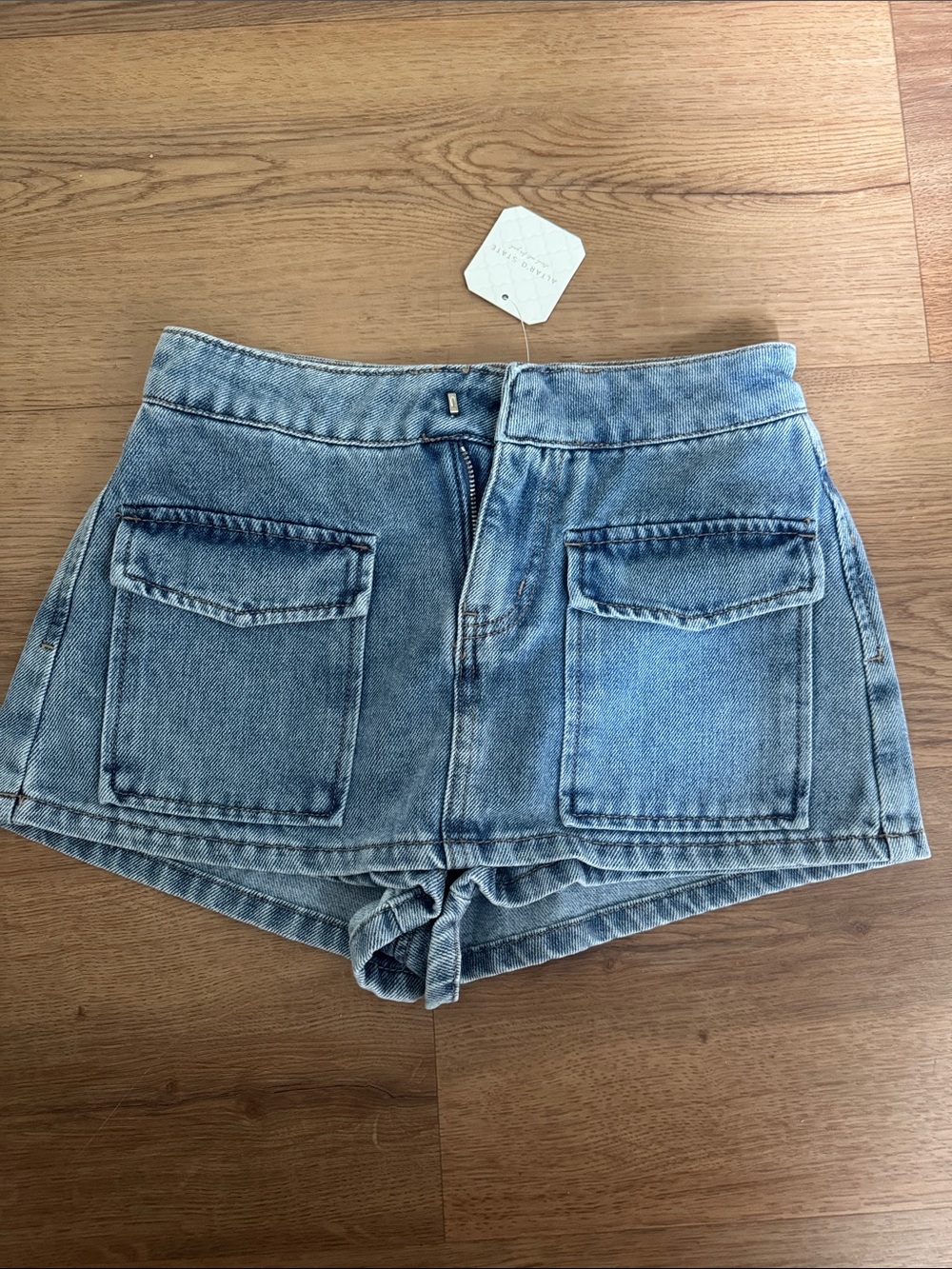 Altar'd State Light Blue Denim Patch Pocket Skort
